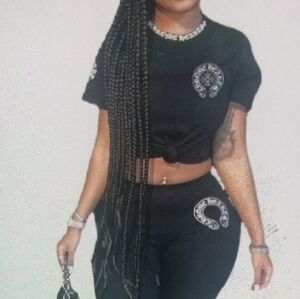 Chrome Hearts Black Graphic Leggings Set